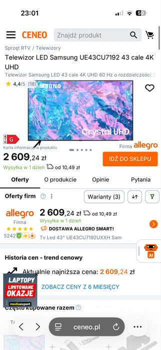 Telewizor Samsung 43CU7192U