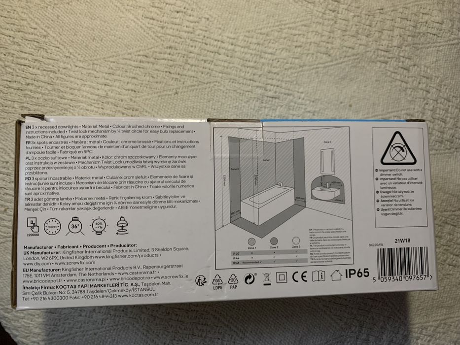 Oczko sufitowe wpuszczane nowe 3 szt