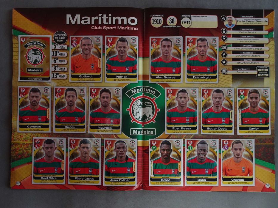 Caderneta de cromos de futebol completa Futebol 2016/2017 Panini
