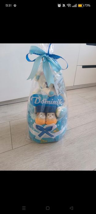 Tort z pampersów dla chłopca.