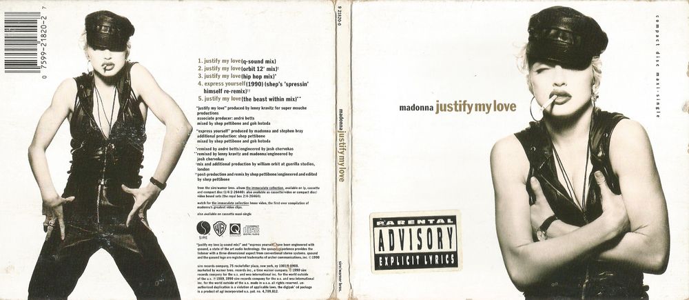 MADONNA - Justify My Love DIGIPACK [USA]