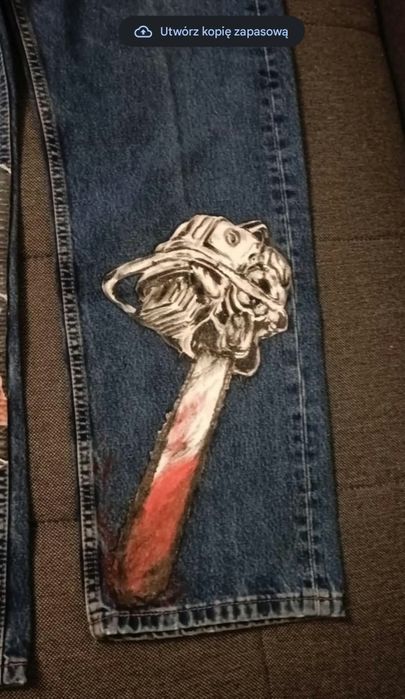 Spodnie Jeans Ręcznie Malowane Scarface Tony Montana Unikat