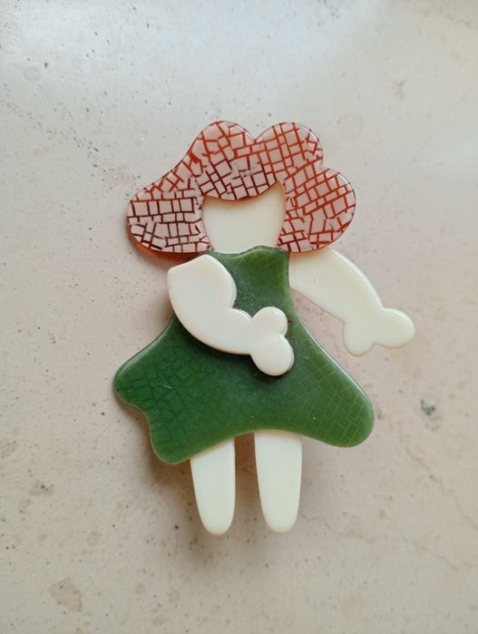 Lea Stein Paris broszka dziewczynka vintage