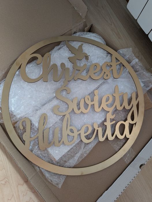 Napis Chrzest Święty Huberta