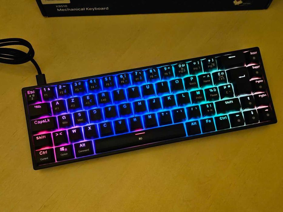 Клавіатура бездротова TECURS KB510 BT+WiFi з RGB-підсвіткою (QWERTY) ігрова механічна