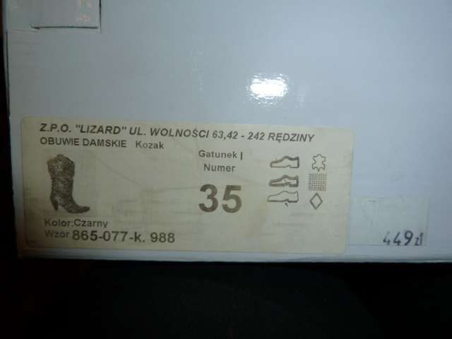 czarne kozaki Lizard r.35 skóra naturalna