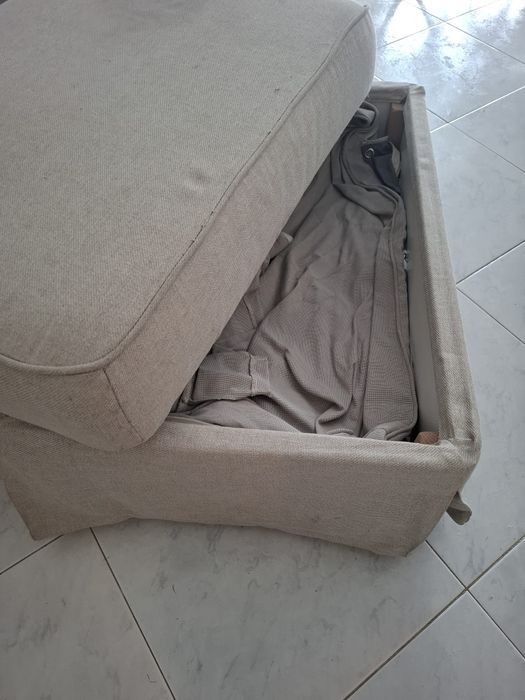 Sofá 3 lugares + Repousa-pés c/arrumação, Kilanda bege EKTORP