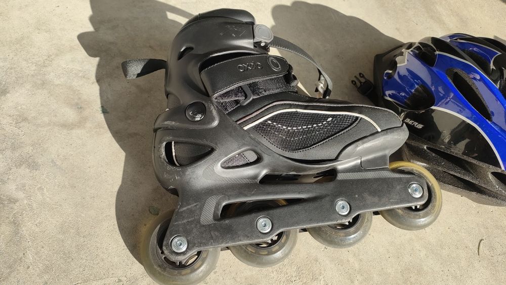 Patins em linha tam 38, marca Oxelo, com capacete