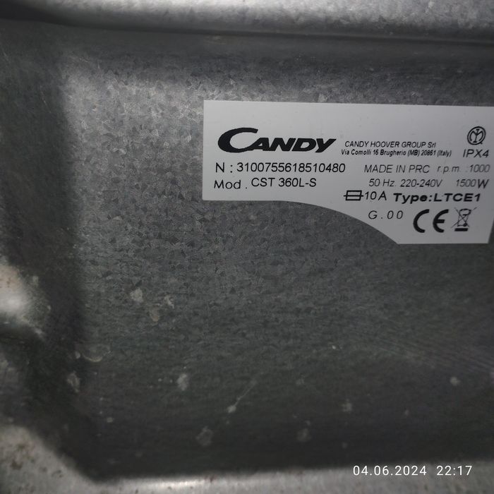 Пральна машинка Candi CST 360 L-S на запчастини