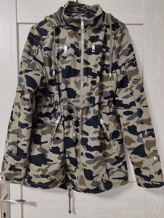 Kurtka długa wiosenna moro XL taliowana khaki