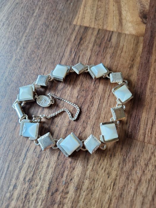 Srebrna bransoletka z masą perłową