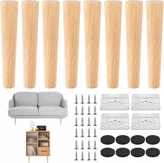 Nożki meblowe drewniane 20CM Zestaw 8sz.