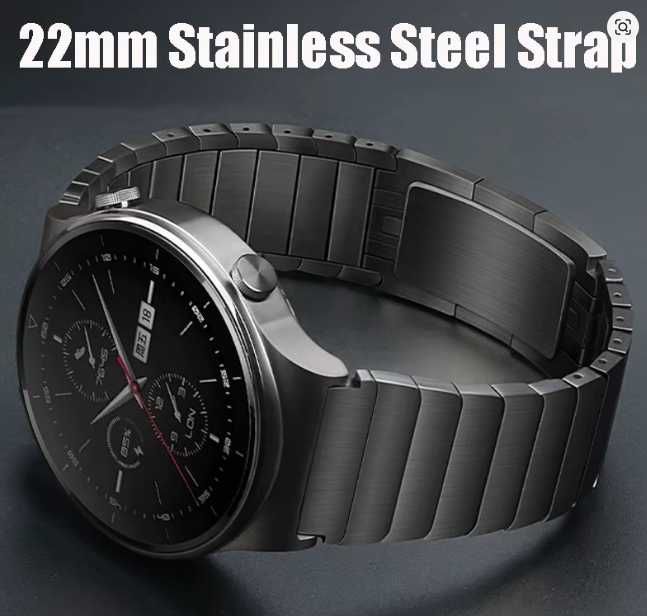 Ремінець з нержавіючої сталі 22 мм (чорний)