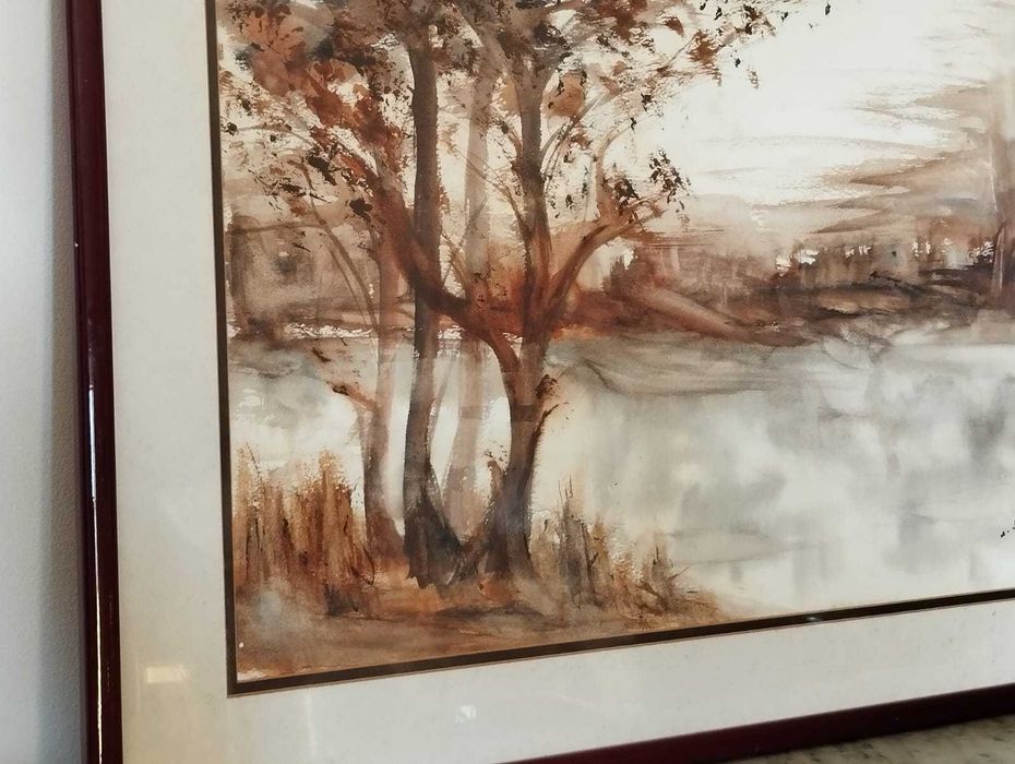 Quadro Aguarela Assinada e Emoldurada
