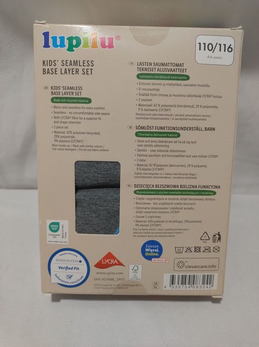 Dziecięca bezszwowa bielizna funkcyjna termiczna  110/116