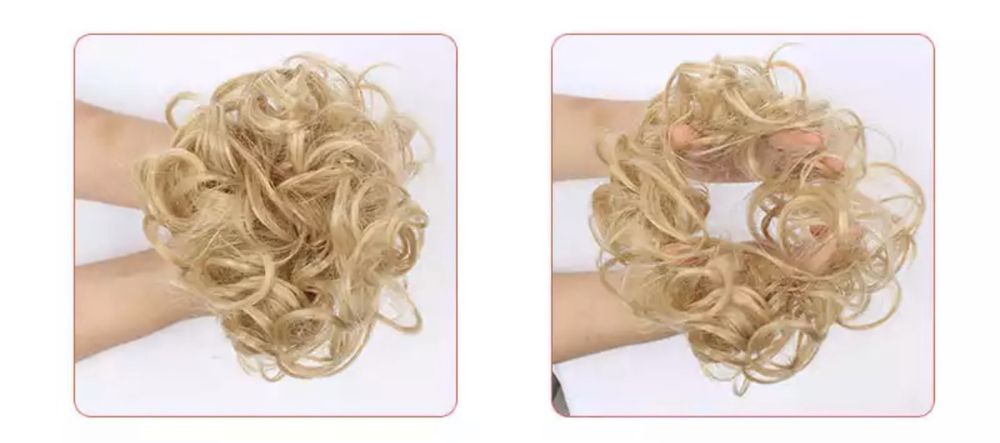 Premium Ultra włosy doczepiane, miodowy blond, kok na gumce 433.