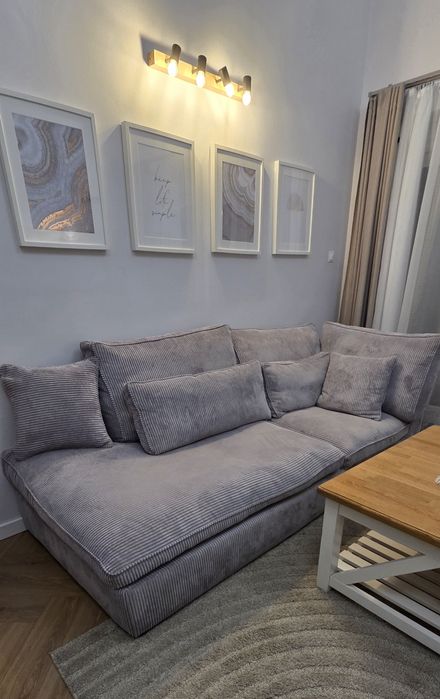 Sztruksowy narożnik z głębokim siedziskiem COMFORTO