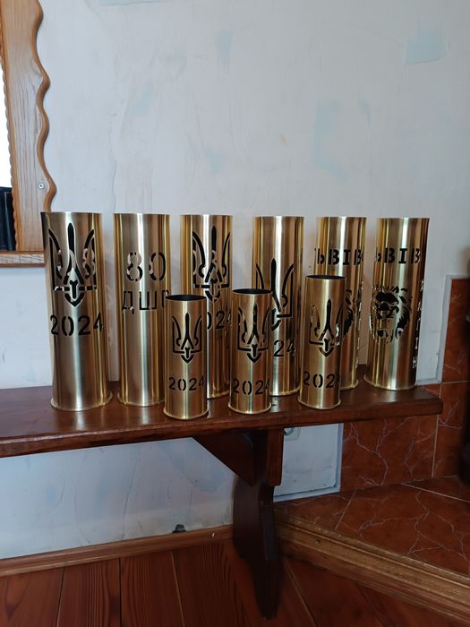 Ваза з гільзи, латунна, сувенір, подарунок на день народження