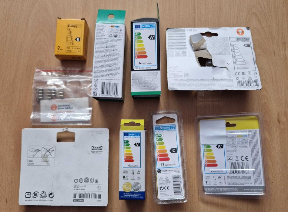 Zestaw nowych żarówek LED i halogenowych – IKEA, Osram, Diall – mix