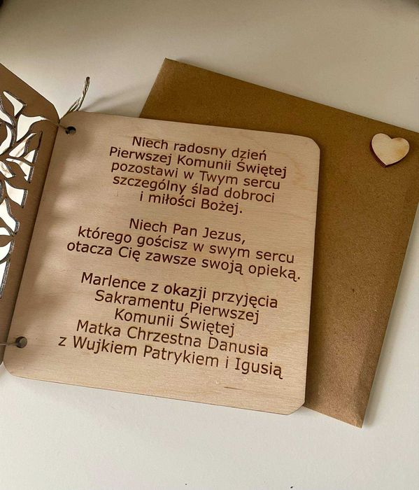 Kartka Drewniana Pierwsza Komunia Święta
