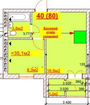 Продам 1-Кімнатну квартиру в Ворзелі, газове опалення, 4 поверх, 35м2