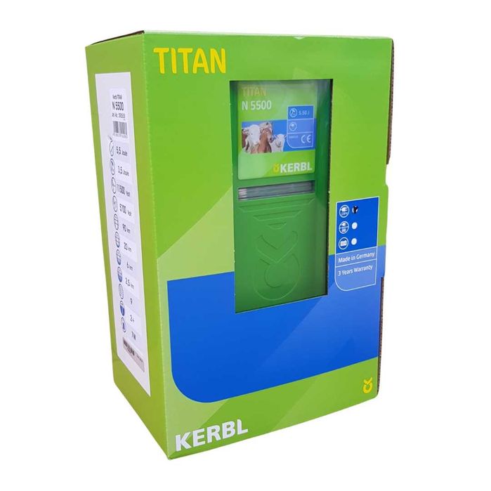 Elektryzator KERBL TITAN N5500 5,5J sieć Pastuch GRATIS TABLICZKA