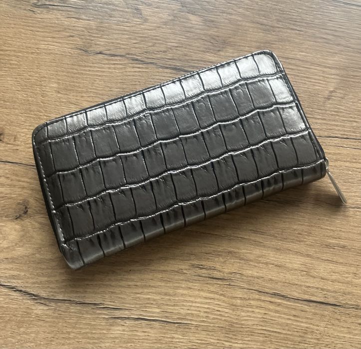 Portfel Michael Kors damski Jet Set Travel Krokodyl Metaliczny Grafit duży