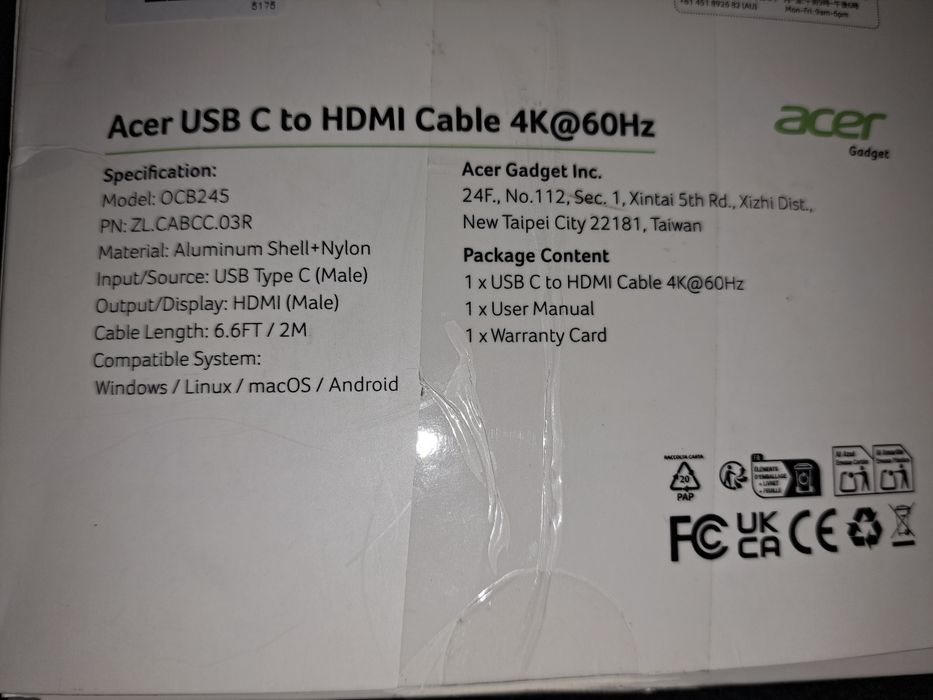 Kabel HDMI Acer.
