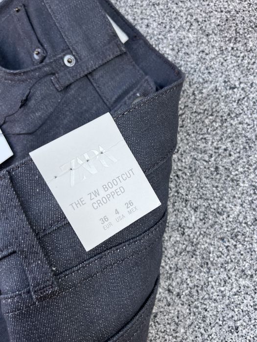 ZARA spodnie jeansowe flare bootcut szare grafit wysoki stan melanż 36