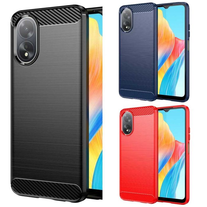 Противоударный чехол накладка для Oppo A78 A58 A38 карбон 3 цвета