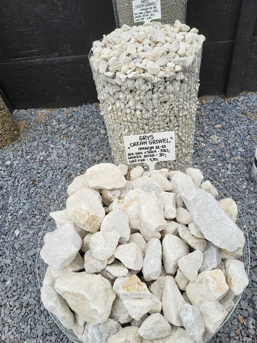 Kamień kremowy grys Cream Gravel 32-63 mm Kamienie ogrodowe na rabaty opaski dekoracyjne ozdobne