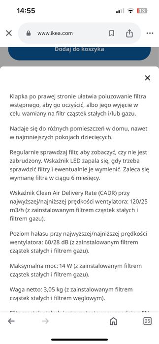 Oczyszczacz powietrza IKEA fornuftig