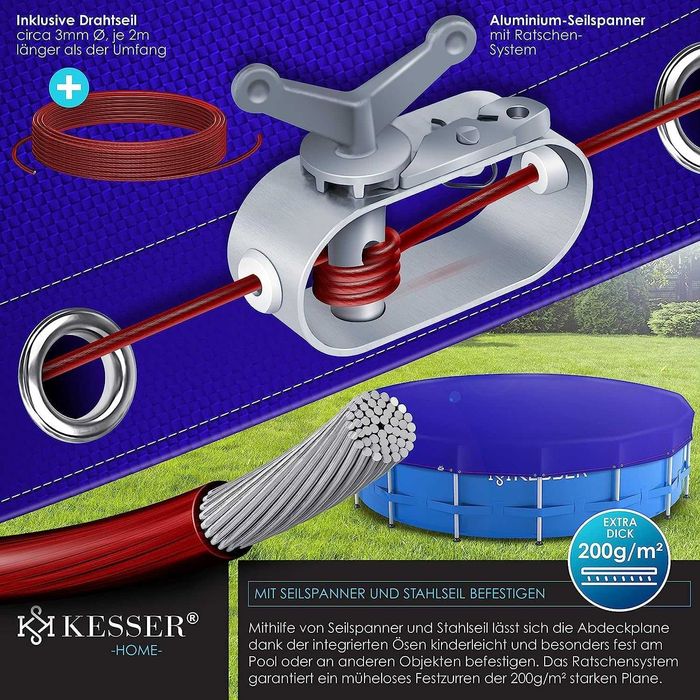 Plandeka do basenu / okrągła / 266-306 cm / osłona / ochrona / 8816!