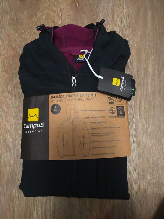 Kurtka czarna Softshell Damski z kapturem L
