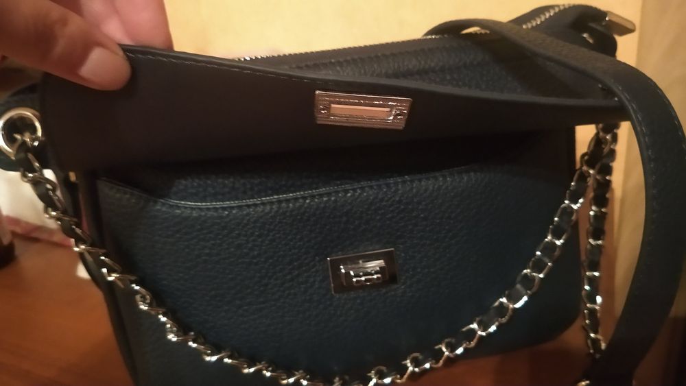 Сумка кожаная темно-синий