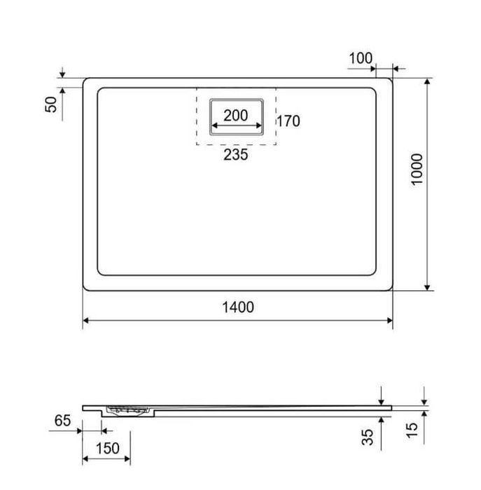 EXCELLENT brodzik kompozytowy LAVANO SLIM 140x100 prostokątny czarny