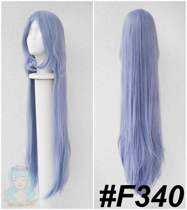 Fioletowa niebieska długa prosta peruka 100cm z grzywką cosplay wig