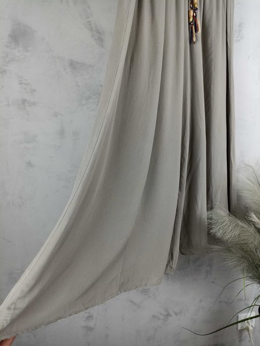Nowe fango beżowe spodnie alladynki haremki szerokie nogawki wide leg 100% wiskoza viscose boho