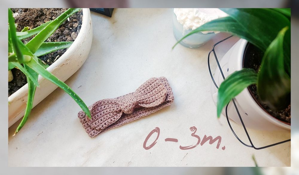 Opaska niemowlęca dla dziewczynki chrzest komunia rękodzieło szydełko