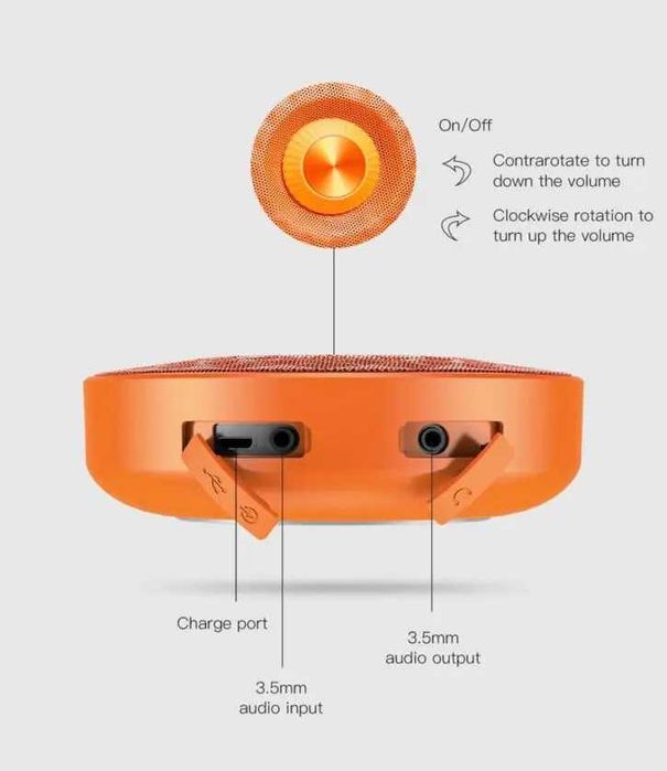 Портативна колонка Xiaomi Baseus E03 Orange bluetooth aux
