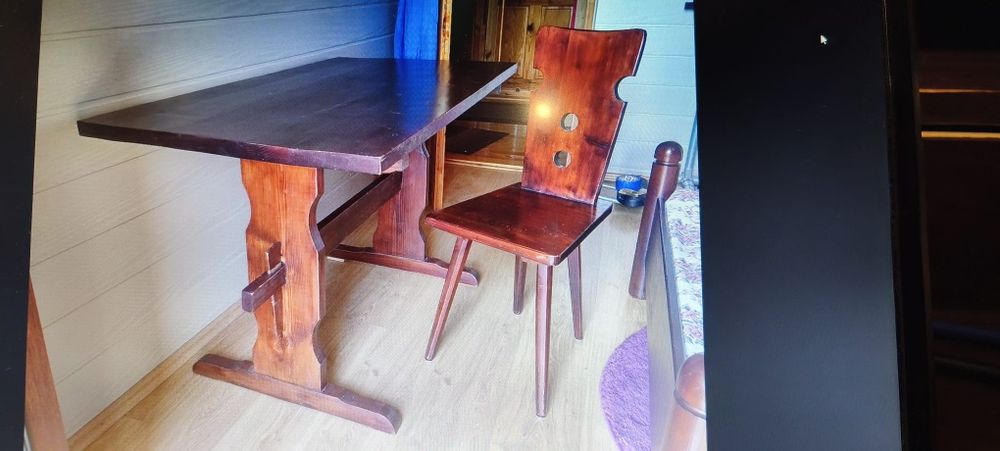 Stół i 6 krzeseł styl goralski