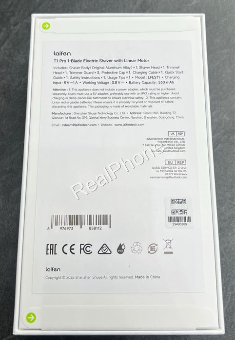 Електробритва Laifen T1 Pro One Blade Grey
