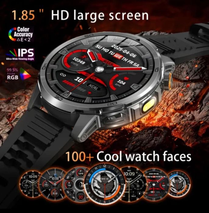 Smartwatch 1000mah amoled hd 1,85" srebrny/czarny