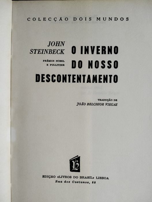 Livro O Inverno do Nosso Descontentamento'