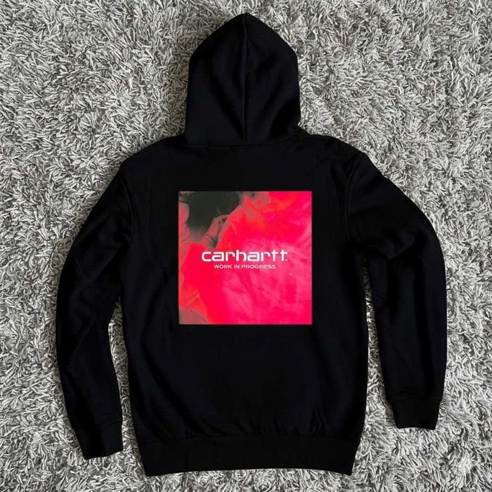 Черное Худи CARHARTT Red Gradient — Чорна Толстовка Кархарт — XS/XL