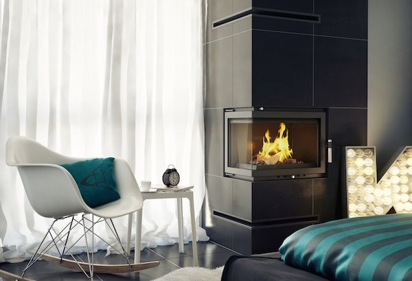 kominek montaż NOWOCZESNY + wkład KOMINKOWY 12 kw narożny 10 LAT GWAR