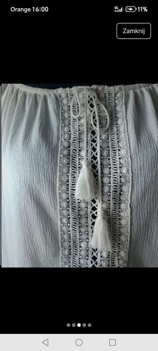 Bluzka elegancka tweedowa krótki rękaw biała