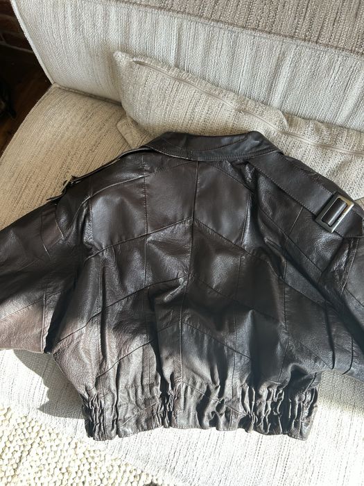 Brązowa patchorkowa skórzana kurtka Vinnci