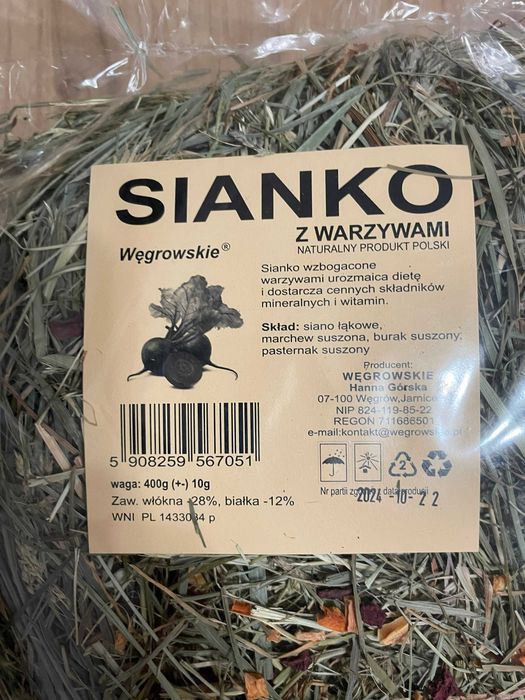 Nowe sianko Węgrowskie z warzywami 400 g dla gryzoni