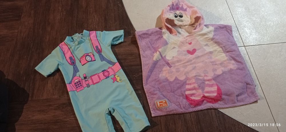 Ubranko kąpielowe strój kąpielowy uv  2/3 latka i recznik z kapturem